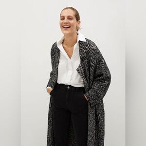 Mango long herringbone oversized coat size xs